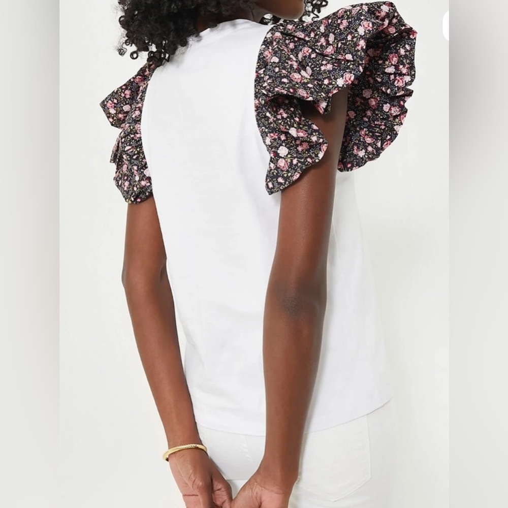Tuckernuck HYACINTH HOUSE Floral Sleeve White Shelby Tee Sz Medium - Picture 2 of 8